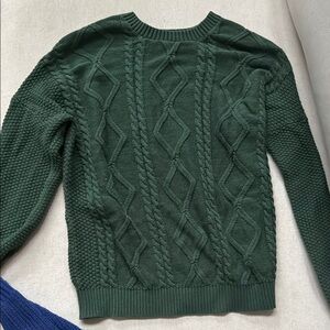 Hollister Forest Green Cable Knit Sweater